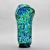 Mid-Century Modern Tall Vintage Blue Green Gold Splatter Art Glass Vase For Sale - Image 3 of 13