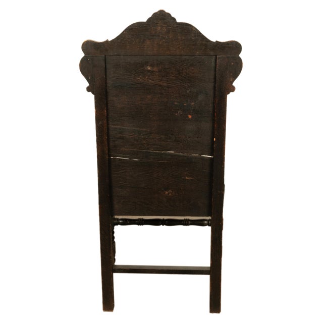 17th Century Antique 17th Century English Charles II Oak Carved Wainscot Armchair 1680 For Sale - Image 5 of 13