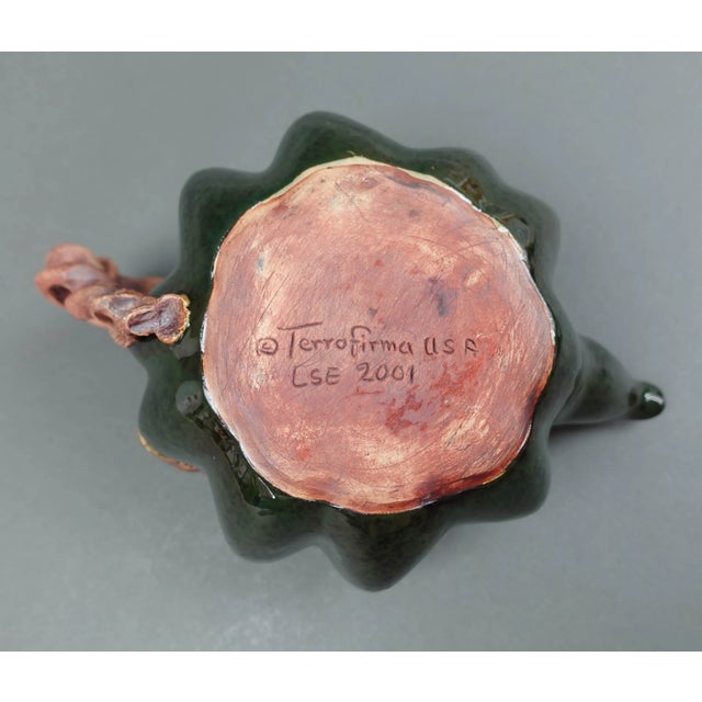 Terrafirma Usa Lse 2001 Studio Pottery Clay Leaves Teapot Sugar Creamer Set- 3 Pieces For Sale In Miami - Image 6 of 7