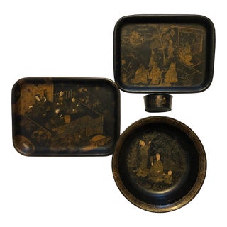 Group of 4 Late 19th Century French or English Chinoiserie/Gilt Decorative Items For Sale