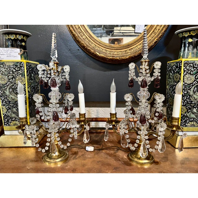 This is a finely detailed small pair of French Bronze Girandoles that date to the beginning of the 20th century. The...