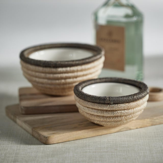 Traditional Matera 6.25"Coiled Abaca Condiment Bowls, Set of 6, Taupe For Sale - Image 3 of 5