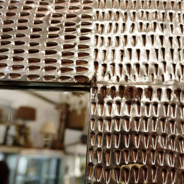 Metal Mid-Century Italian Perforated Metal Mirror For Sale - Image 7 of 12