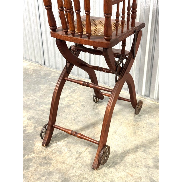 Antique Victorian Child's Combination Oak High Chair For Sale - Image 9 of 10