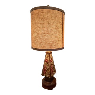 Vintage Romweber Viking Oak Grapevine Carved Table Lamp For Sale