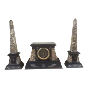 Black, Starr & Frost Victorian Egyptian Revival Clock Garniture Set, Circa 1860s