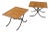 Michael Taylor Style Petite Parquet Oa Side Tables With Iron X Base Swag Legs For Sale