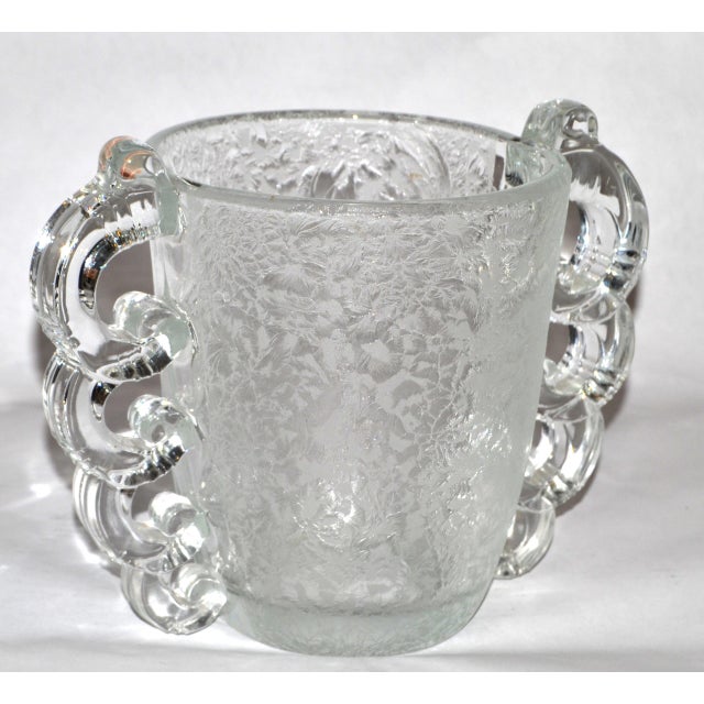 Glass 1930 Art Deco Pierre d'Avesn Etched Fine Art Glass Vase Four Handles Daum France For Sale - Image 7 of 15
