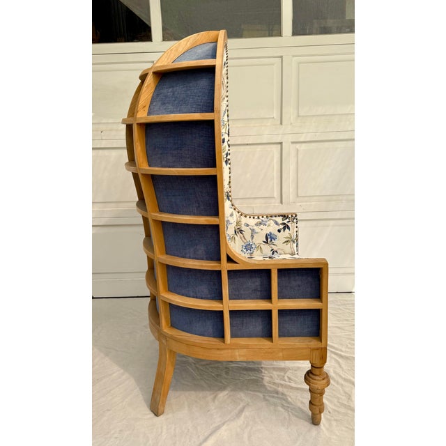 French Chinoiserie Balloon Porters Chair With Wood Cage Design For Sale - Image 9 of 12