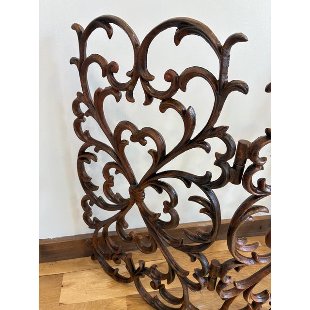 Mid 20th Century Vintage Ornate Spanish Style Cast Iron Fireplace Screen For Sale - Image 5 of 13