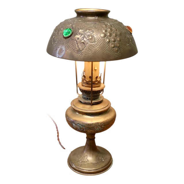 French Arts and Crafts Converted Oil Lamp, 1900 For Sale