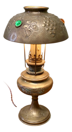 French Arts and Crafts Converted Oil Lamp, 1900