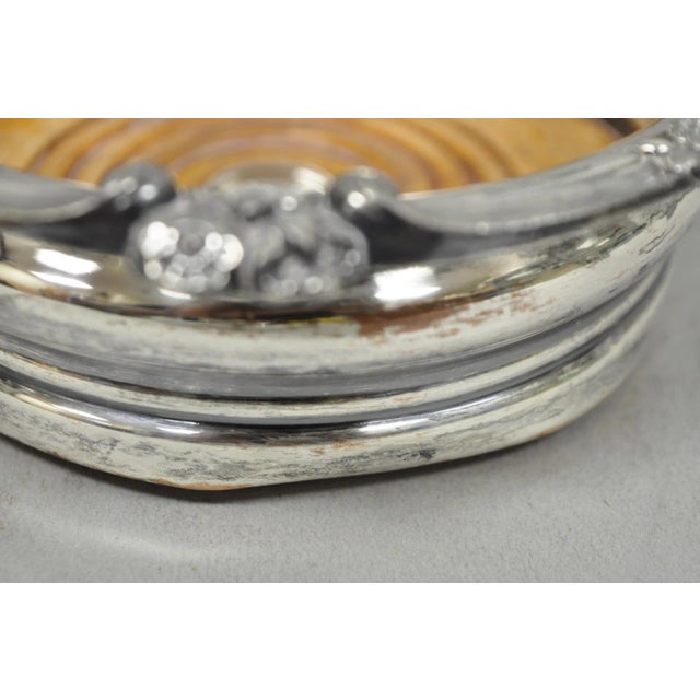 Antique English Victorian Silver Plated Rose Repousse Bar Wine Bottle Coaster For Sale - Image 11 of 14