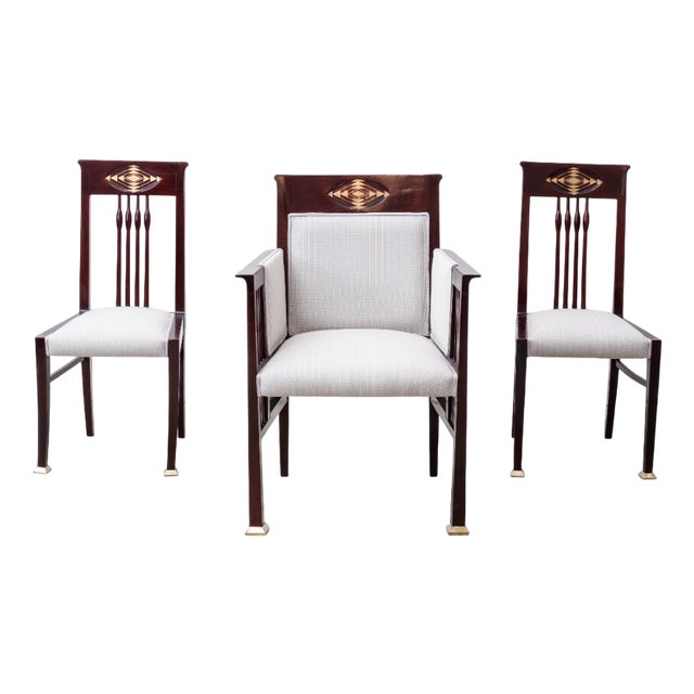 Antique Art Nouveau Seating Group by Julius & Josef Herrmann, Vienna, 1900s, Set of 3 For Sale