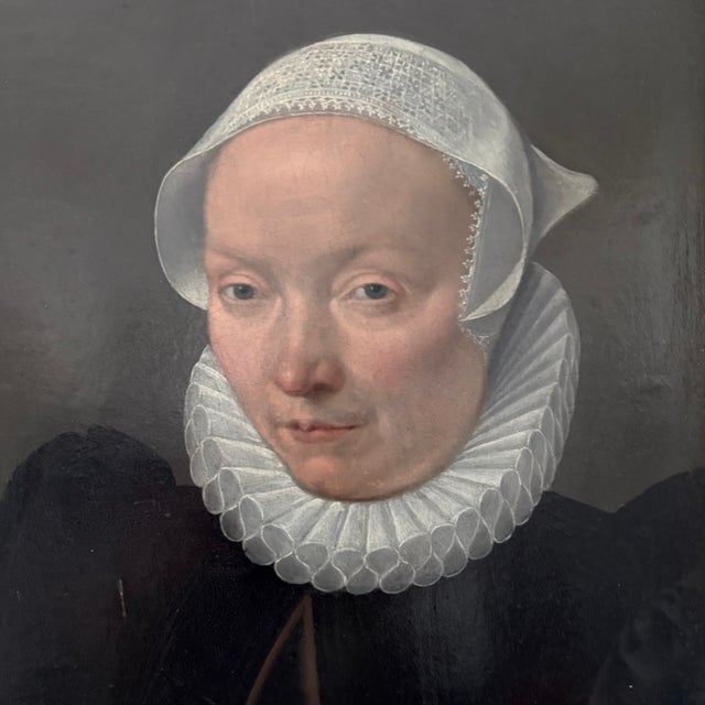 Pair of Dutch Elizabethan Portraits on Panel Circa 1580 For Sale - Image 4 of 9