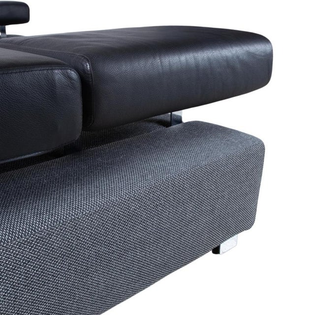 Black Sunrise Fabric Leather Corner Sofa with Manual Function from Brühl For Sale - Image 8 of 16