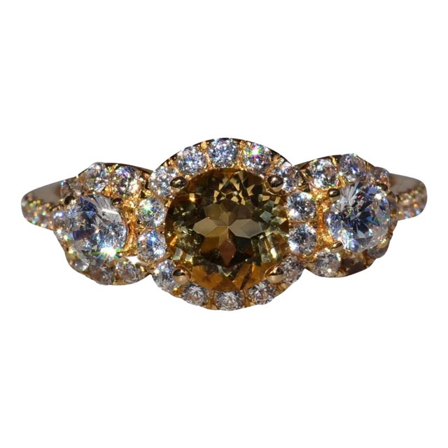 The Dettling: Ladies Contemporary Trilogy Ring set with Citrine and Cubic Zirconia For Sale