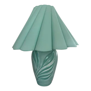Motivated Seller: 1980s Palm Beach Harris Malibu Lamp in Teal With Scalloped Shade