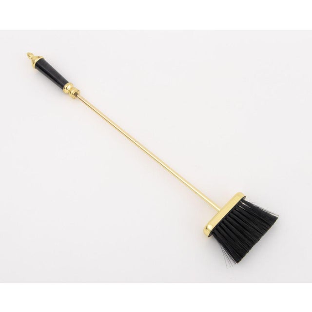 Metal Modern Brass and Black Marble Fireplace Tool Set For Sale - Image 7 of 14