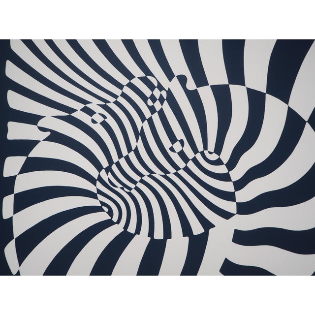 Victor Vasarely, Zebras on a Blue Background, 1975, Serigraph For Sale - Image 5 of 7