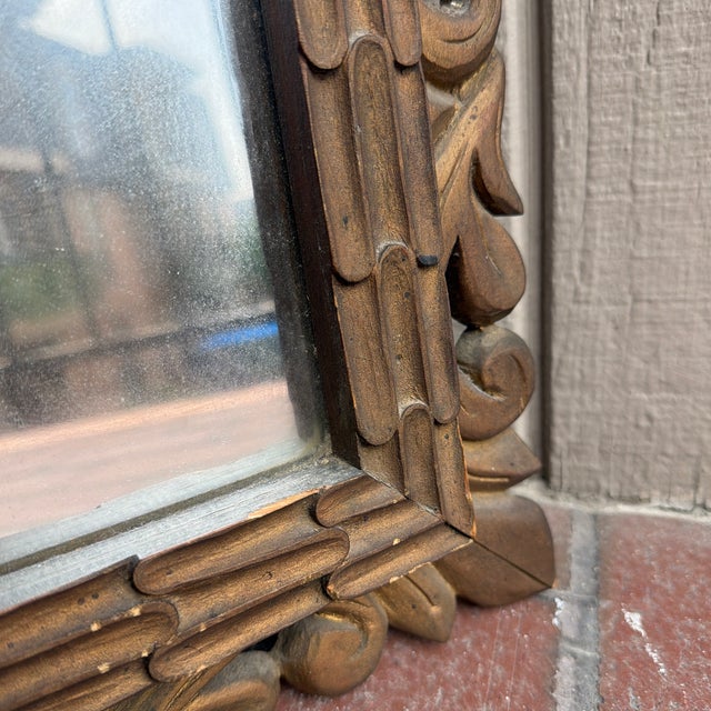 Intricate Carved Wood Mirror - Vintage For Sale - Image 4 of 5