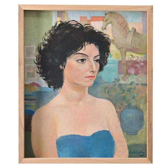 Late 20th Century Belgian Vintage Framed Portrait by Delescluze For Sale - Image 9 of 9
