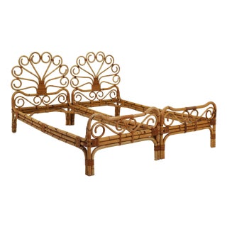 Peacock Daybeds in Rattan by Lio Carminati for Casa e Giardino, Italy, 1960, Set of 2 For Sale