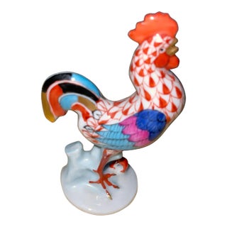 Herend Small Rust Fishnet Rooster For Sale