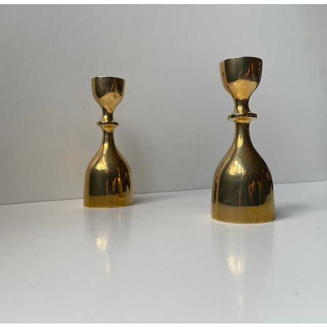Swedish Modern Candleholders in Brass, 1960s, Set of 2 For Sale - Image 3 of 9