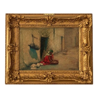 Vincent Manago, Documented in Schurr. Wikipedia Orientalist Painting, Woman in Red For Sale