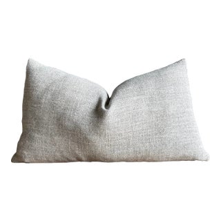 Belgian Otis Linen Lumbar Pillow in Snow 12 X 20 Inch With Insert For Sale