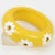Glass Massive Yellow Resin Bracelet Bangle with Carved Daisy Flowers For Sale - Image 7 of 7