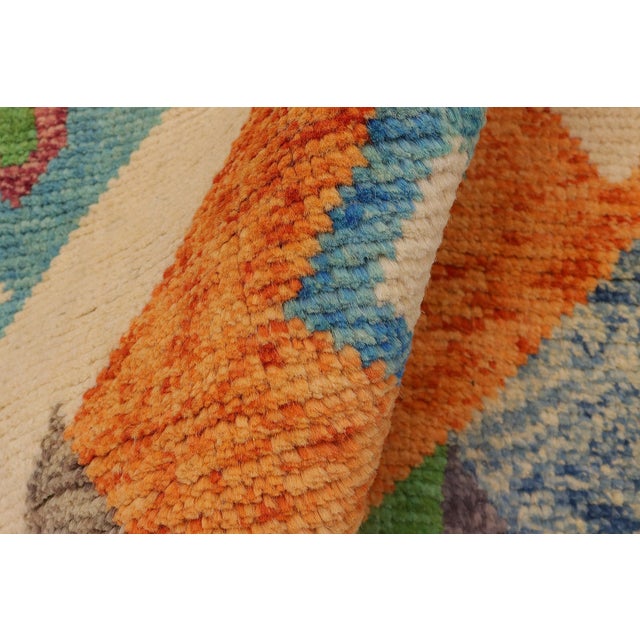 Textile Shabby Chic Balochi Beige/Blue Wool Rug - 3'6''x5'1'' For Sale - Image 7 of 11