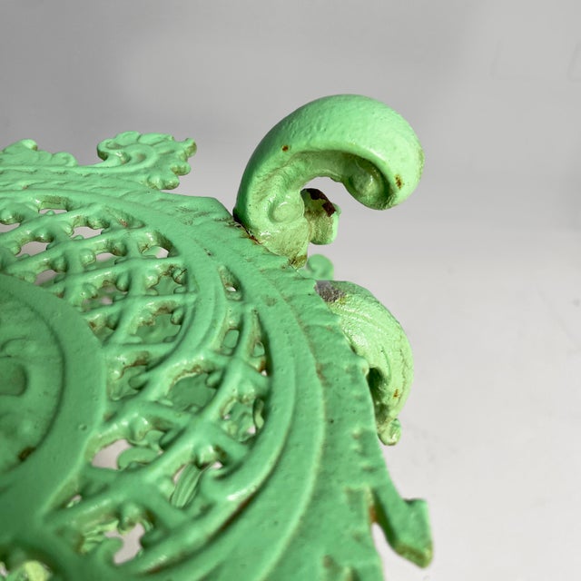 Italian Art Deco Plant Stands in Green Cast Iron, 1930s, Set of 2 For Sale - Image 11 of 18