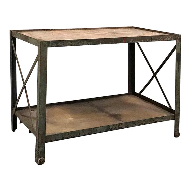 Antique Industrial Steel Cart ~ Table For Sale
