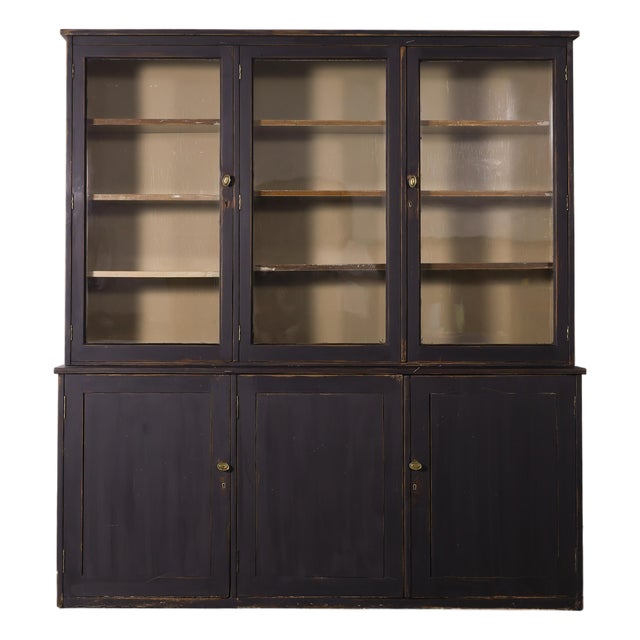 English Glazed Painted Bookcase With Adjustable Shelving - Circa 1880 For Sale