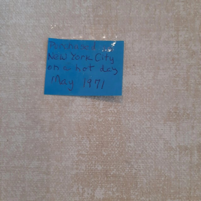 Mid-Century Modern 1970s Nyc Abstract Cityscape Skyline Oil Painting MCM Mid Century Modern Art New York Pink Barbiecore Vintage For Sale - Image 3 of 9