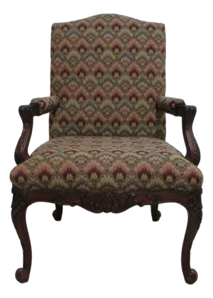 1980s Baker Furniture French Carved Leg Living Room Lounge Arm Club Chair B