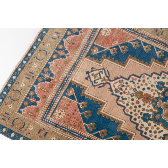 Oushak Geometric Vintage Carpet For Sale - Image 9 of 10