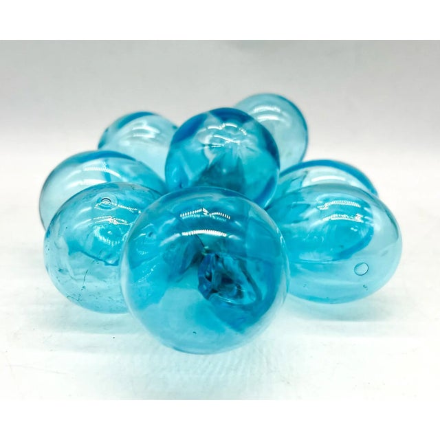 Oversized Mid Century Turquoise/ Aqua Glass Grapes For Sale In Houston - Image 6 of 11
