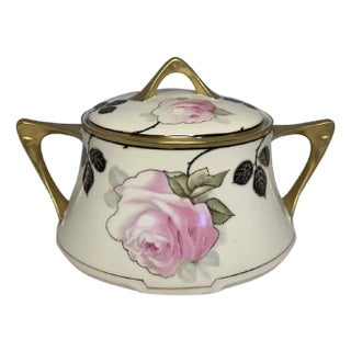 Art Nouveau Royal Munich Lidded Bowl: Bavaria Z.S.&Co. Floral Rose Design For Sale