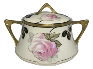 Art Nouveau Royal Munich Lidded Bowl: Bavaria Z.S.&Co. Floral Rose Design