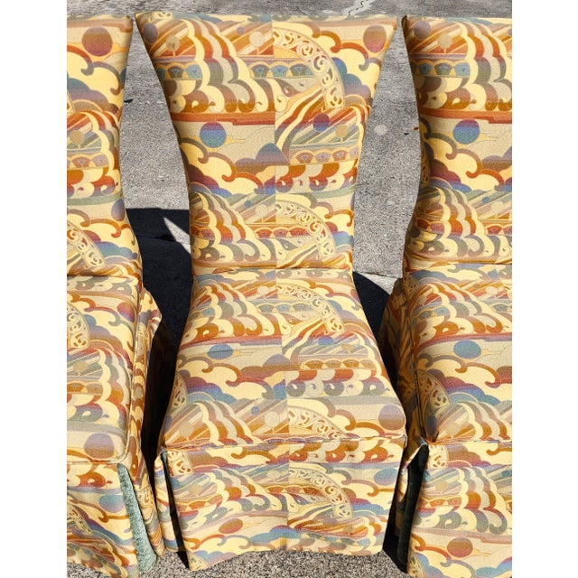 Beige Draped Parsons Dining Chairs - Set of 4 For Sale - Image 8 of 17