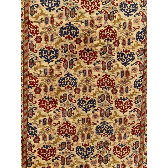 Nice French Janus or point de Lys rug, with beautiful Agra design and red, blue, green, yellow and pink colors, entirely...