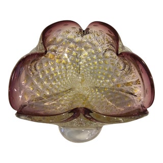 Vintage Amethyst Murano Art Glass Bowl For Sale