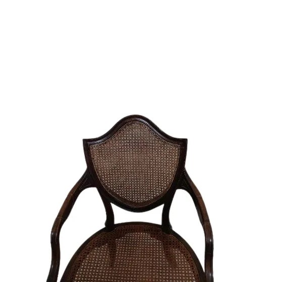 1970s 1970s Vintage French Mahogany Wood Armchair Cane For Sale - Image 5 of 9