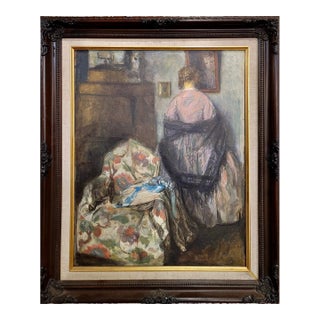 The Girl in the Mirror - 1910s Oil Painting For Sale