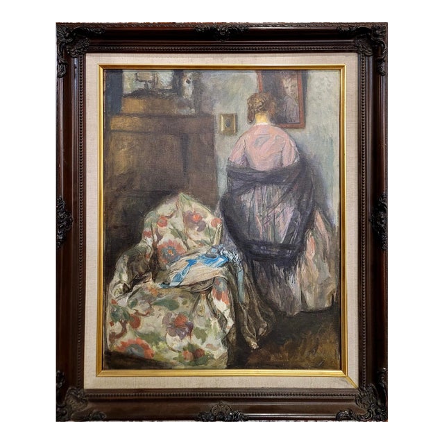 The Girl in the Mirror - 1910s Oil Painting For Sale