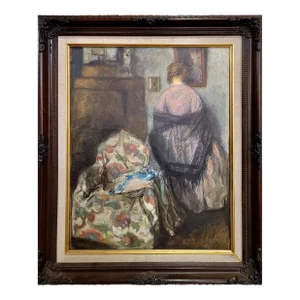 The Girl in the Mirror - 1910s Oil Painting