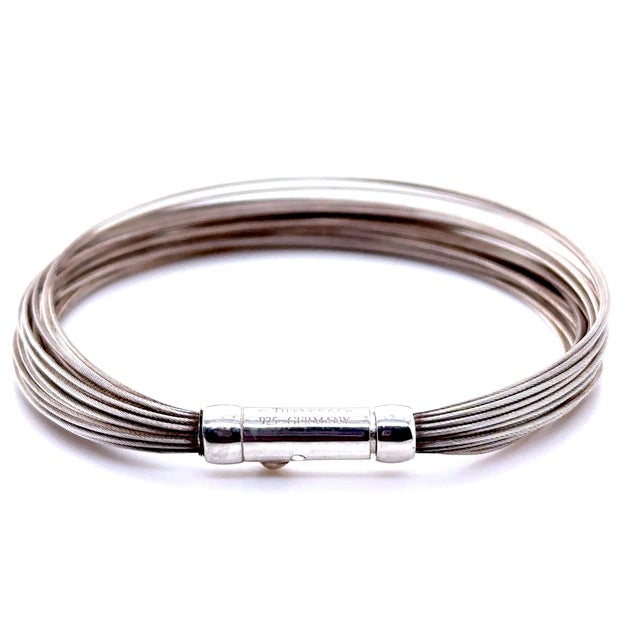 Contemporary Tiffany & Co. Sterling Silver Vintage Multi-Wire Strand Bracelet 14.2g For Sale - Image 3 of 7